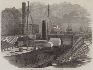 A Doca Imperial, no Rio de Janeiro, mostrando a entrada fechada pelo Caisson
